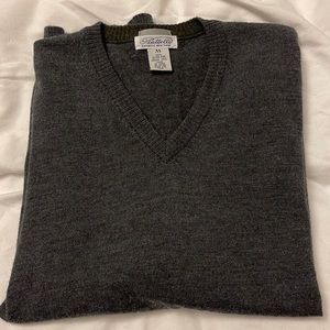 Piattelli Barney’s New York gray merino wool v-neck sweater